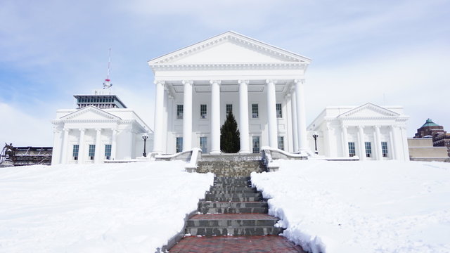 white buildings standing on the icy land.