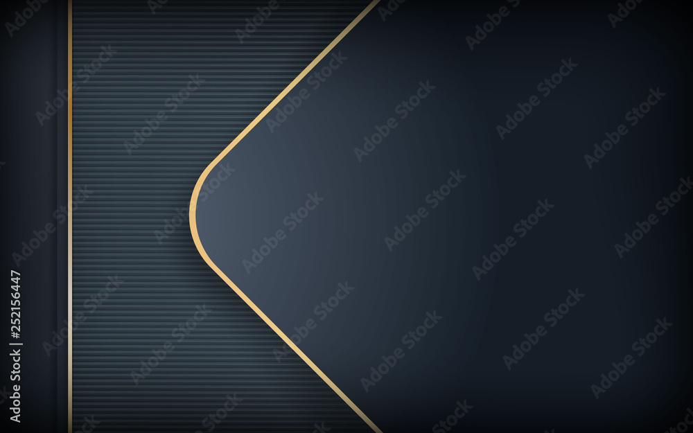 Poster black background. abstract realistic rounded layered decoration textured with golden list. 3d backdr