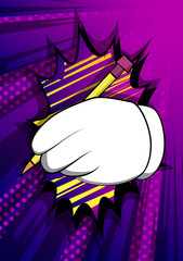 Vector cartoon hand writing with pencil. Illustrated sign on comic book background.