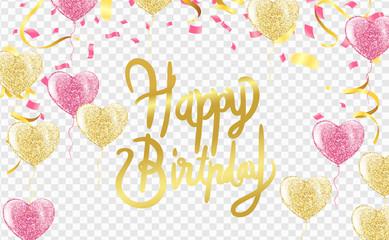 Balloons happy birthday. colorful balloon sparkles holiday background. Happiness Birth day to you logo, card, banner, web, design