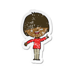 retro distressed sticker of a cartoon happy boy