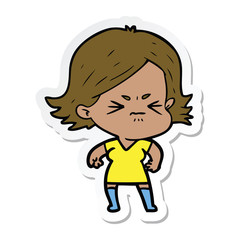 sticker of a cartoon angry woman