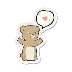 sticker of a cartoon teddy bear with love heart
