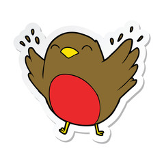 sticker of a cartoon robin flapping wings