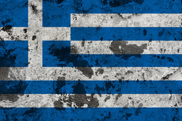 Fototapeta na wymiar Greece flag on old wall