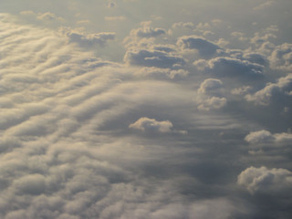 Aerial view of clouds from the airplane window