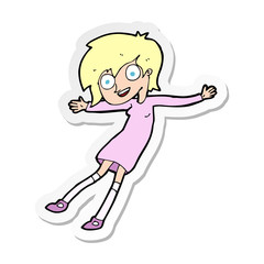 sticker of a cartoon crazy excited girl