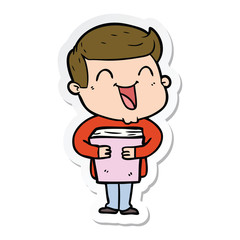 sticker of a cartoon man laughing