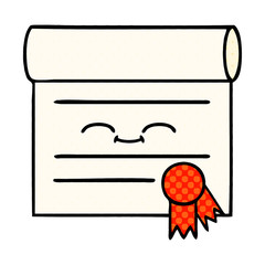 comic book style cartoon certificate