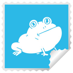 quirky square peeling sticker cartoon frog