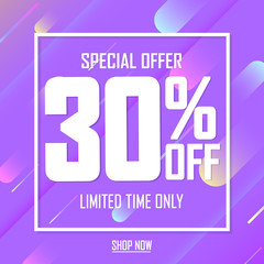 Obraz premium Sale 30% off, special offer, poster design template, limited time, vector illustration