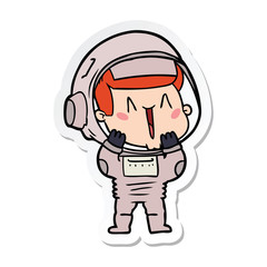 sticker of a happy cartoon astronaut