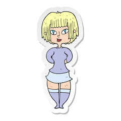 sticker of a cartoon happy woman