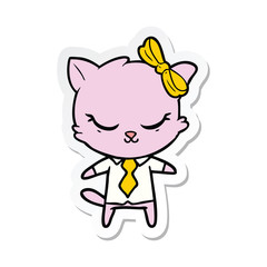 Obraz na płótnie Canvas sticker of a cute cartoon business cat with bow
