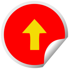 circular peeling sticker cartoon pointing arrow