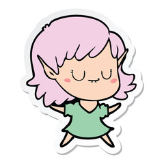 Obraz premium sticker of a happy cartoon elf girl
