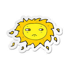 sticker of a cartoon sad sun