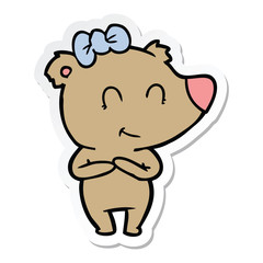Naklejka premium sticker of a female bear cartoon