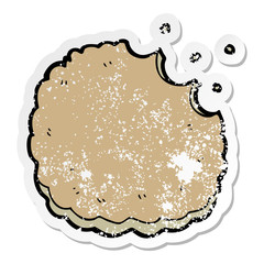 distressed sticker of a cartoon biscuit