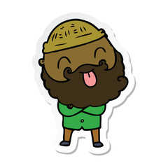 Fototapeta premium sticker of a man with beard sticking out tongue