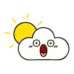 comic book style cartoon sunshine and cloud