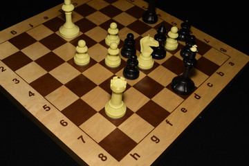 Chess board under the pawns like a game background