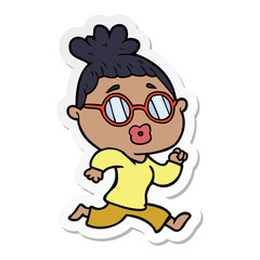 Naklejka premium sticker of a cartoon woman wearing spectacles