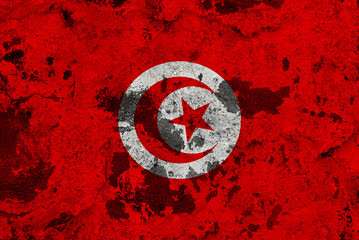 Tunisia flag on old wall