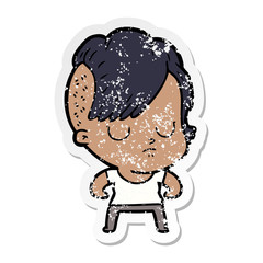 distressed sticker of a cartoon woman