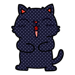 quirky comic book style cartoon black cat