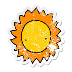 distressed sticker of a cartoon sun