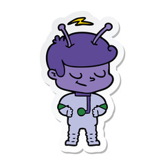 Fototapeta premium sticker of a friendly cartoon spaceman