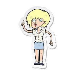 sticker of a cartoon woman with question