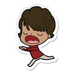 sticker of a cartoon woman talking