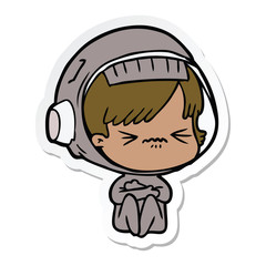 sticker of a cartoon astronaut woman