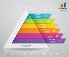 6 steps pyramid with free space for text on each level. infographics, presentations or advertising. EPS10.