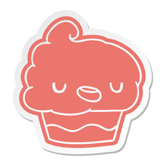 cartoon sticker kawaii of a cute cupcake