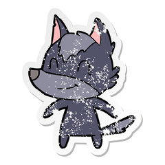 Obraz premium distressed sticker of a friendly cartoon wolf