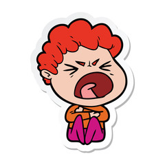 sticker of a cartoon furious man