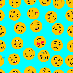Fototapeta premium Seamless pattern with funny round emoji.
