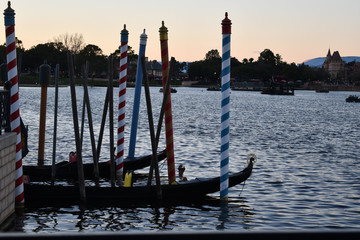 Fototapeta na wymiar colorful poles in water