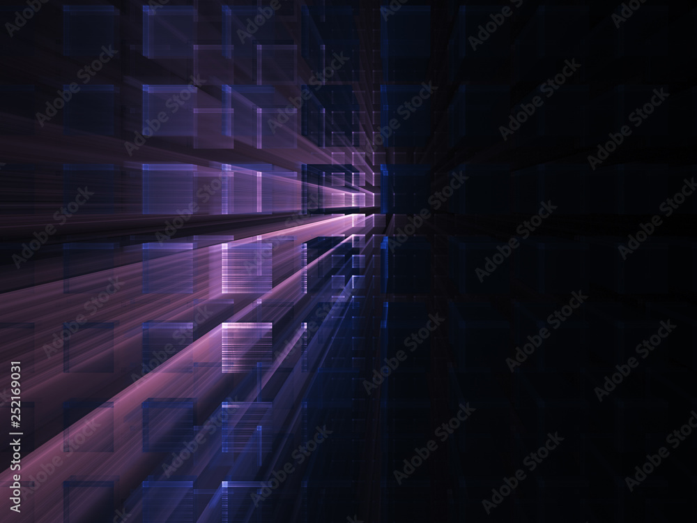 Fototapete abstract violet on black background element. fractal graphics 3d illustration. science or technology