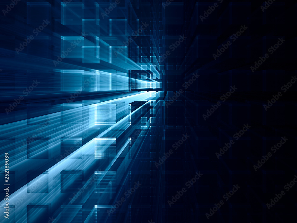 Fototapete abstract blue on black background element. fractal graphics 3d illustration. science or technology c