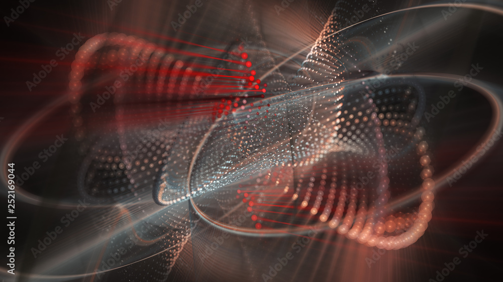 Aufkleber abstract background. 3d illustration. fractal graphics composition of dots, waves and rays of light.