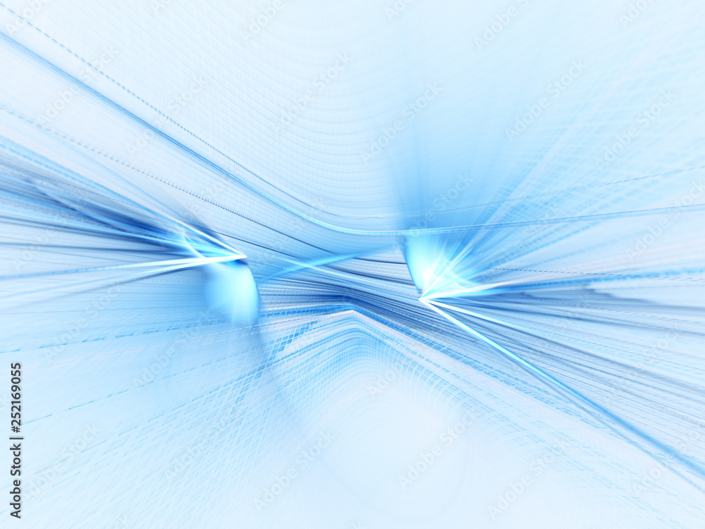 Poster abstract blue background. 3d illustration. fractal graphics composition of rays of light.