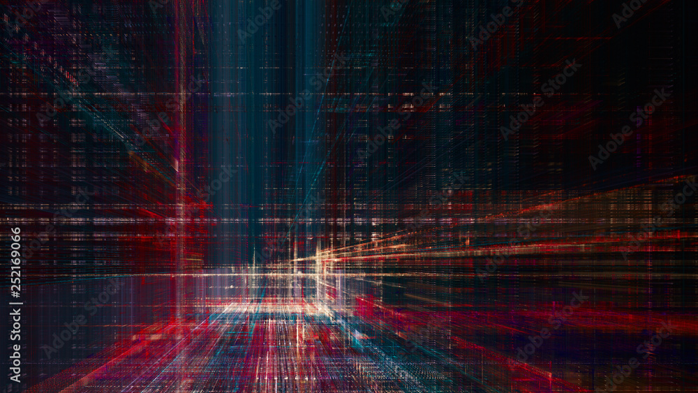 Aufkleber abstract background. digital data visualization. 3d illustration based on fractal graphics.