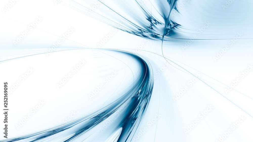 Poster abstract blue on white background texture. dynamic curves ands blurs pattern. detailed fractal graph