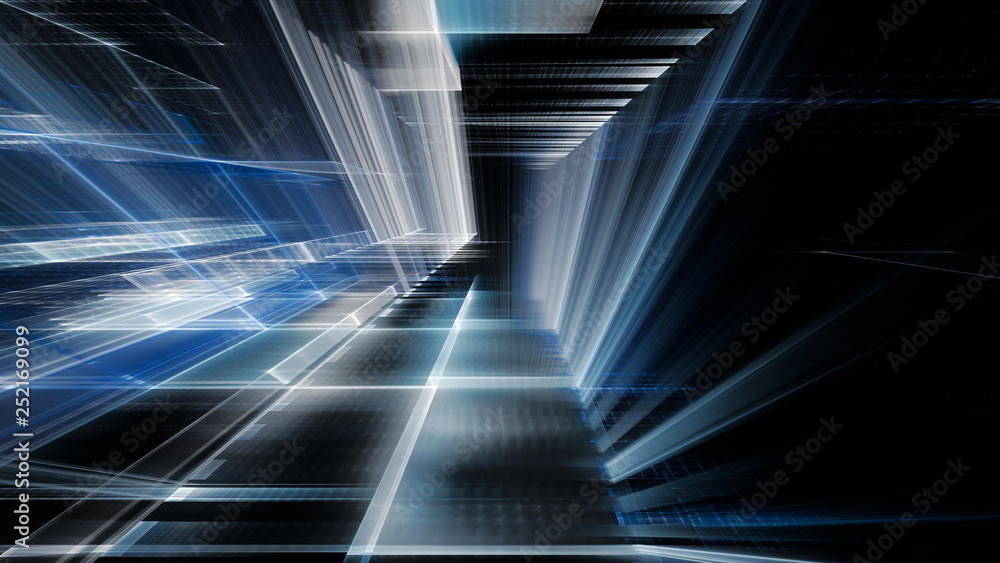 Fototapete abstract blue on black background element. fractal graphics 3d illustration. science or technology c