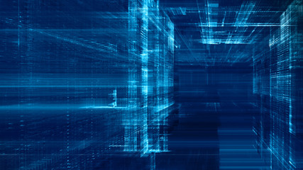 Fototapeta na wymiar Abstract background. Digital data visualization. 3D illustration based on fractal graphics. Blue toned image.