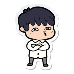 sticker of a cartoon curious man